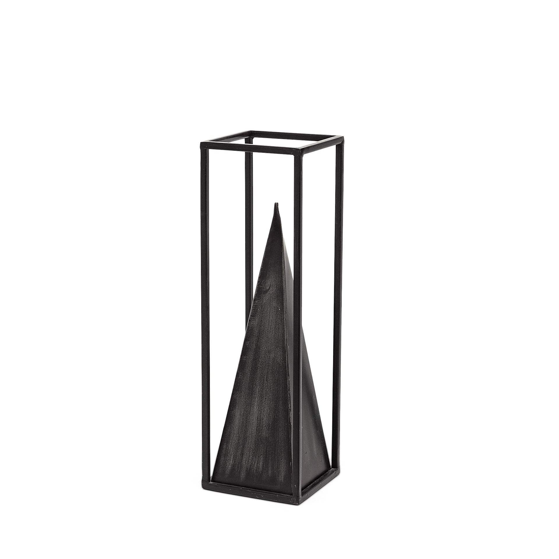 Petite Black Metal Framed Pyramid Decor Piece - Homeroots - Flyclothing LLC