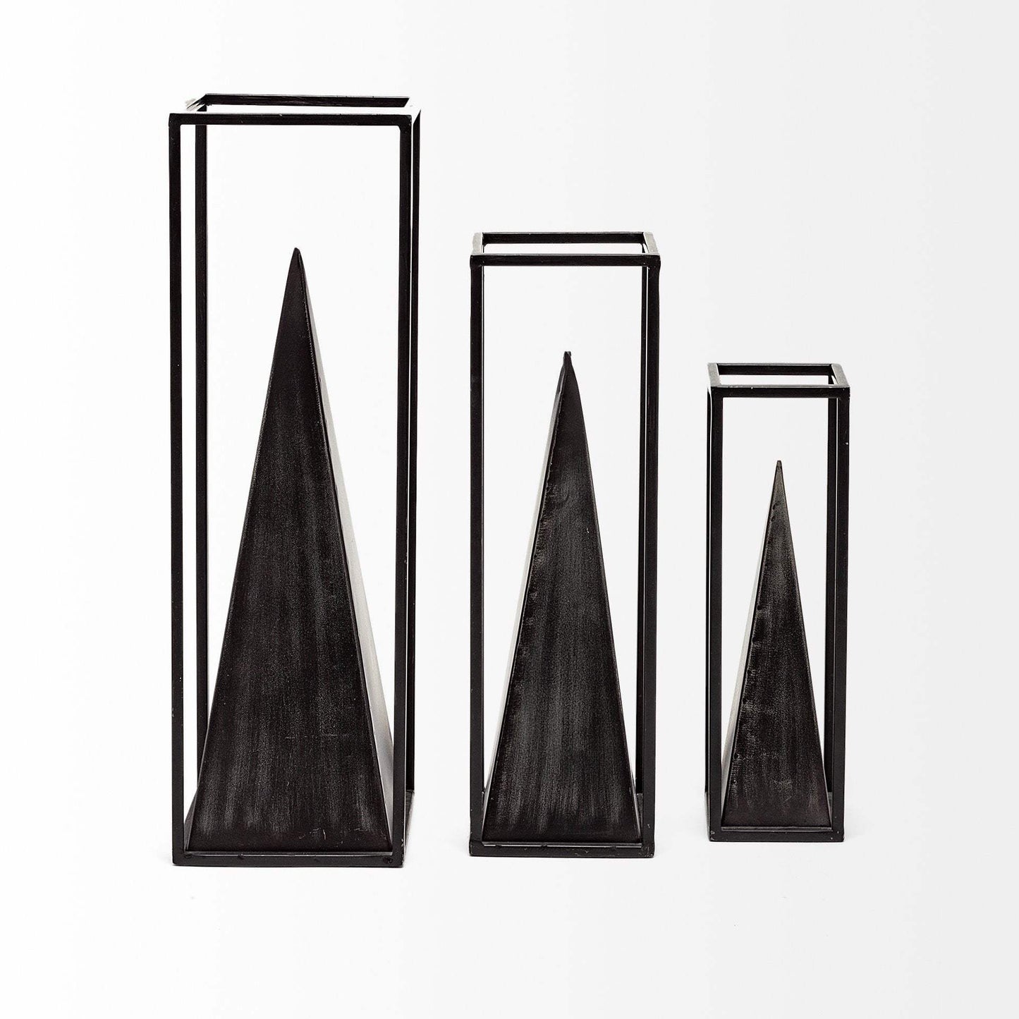 Petite Black Metal Framed Pyramid Decor Piece - Homeroots - Flyclothing LLC
