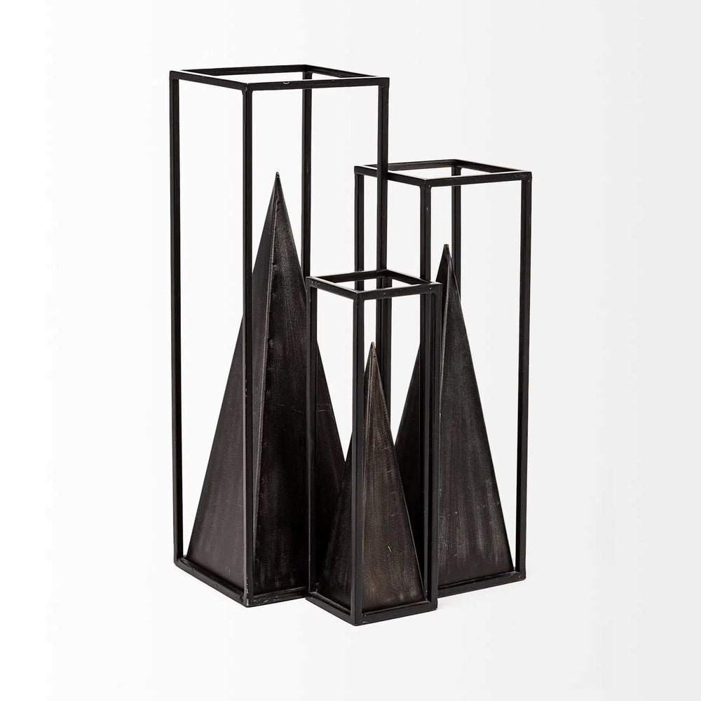 Petite Black Metal Framed Pyramid Decor Piece - Homeroots - Flyclothing LLC