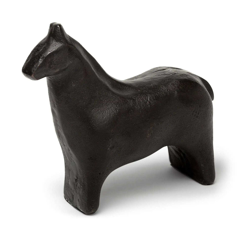 Black Cast Aluminum Horse Shaped Sculpture - Homeroots - Flyclothing LLC