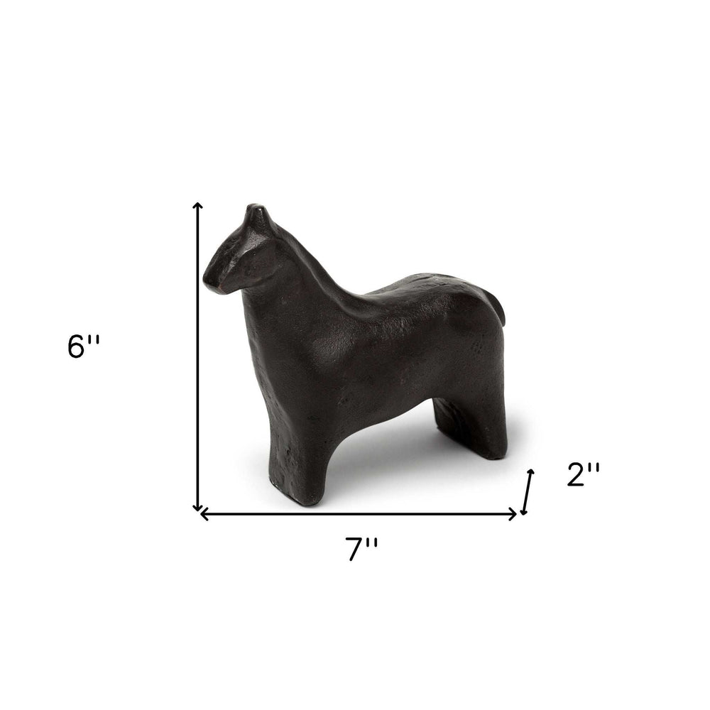 Black Cast Aluminum Horse Shaped Sculpture - Homeroots - Flyclothing LLC