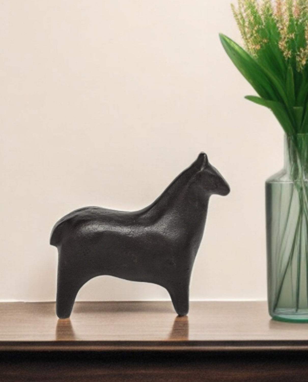 Black Cast Aluminum Horse Shaped Sculpture - Homeroots - Flyclothing LLC