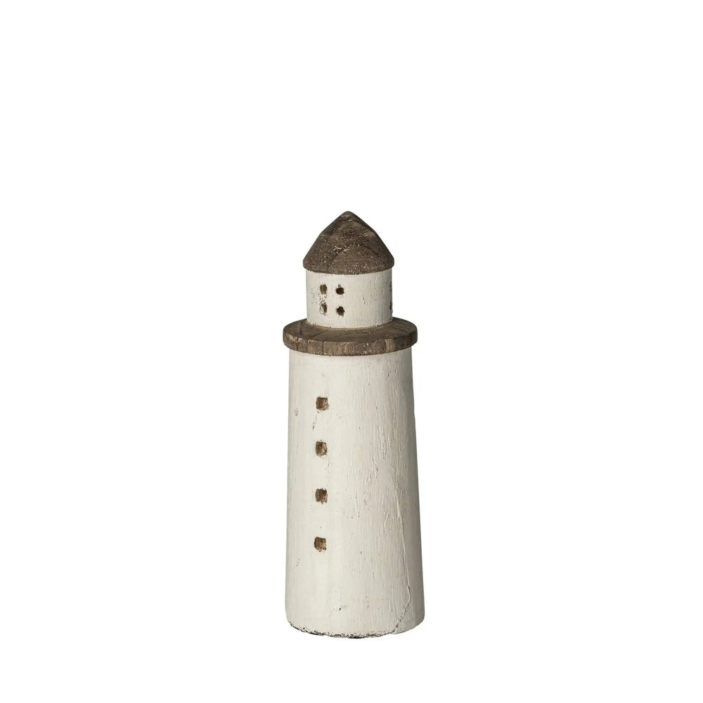 White Petite Rustic Wooden Lighthouse - Homeroots