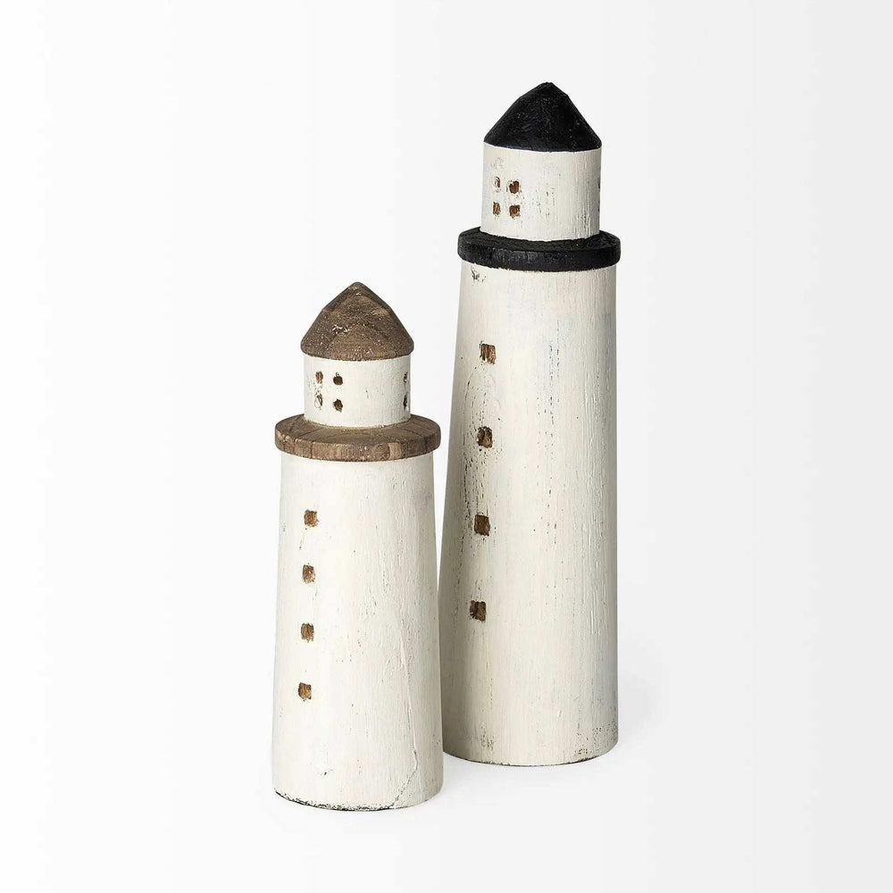 White Petite Rustic Wooden Lighthouse - Homeroots - Flyclothing LLC