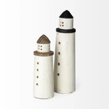 White Petite Rustic Wooden Lighthouse - Homeroots