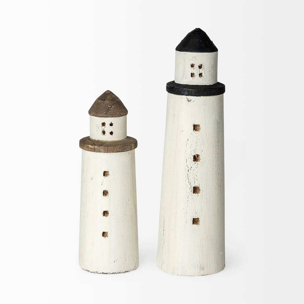 White Petite Rustic Wooden Lighthouse - Homeroots - Flyclothing LLC