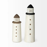 White Petite Rustic Wooden Lighthouse - Homeroots