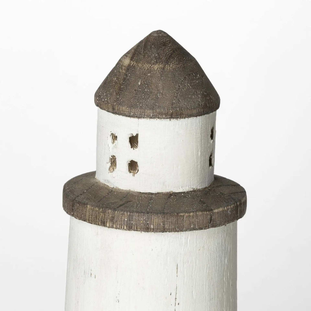 White Petite Rustic Wooden Lighthouse - Homeroots - Flyclothing LLC