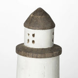 White Petite Rustic Wooden Lighthouse - Homeroots