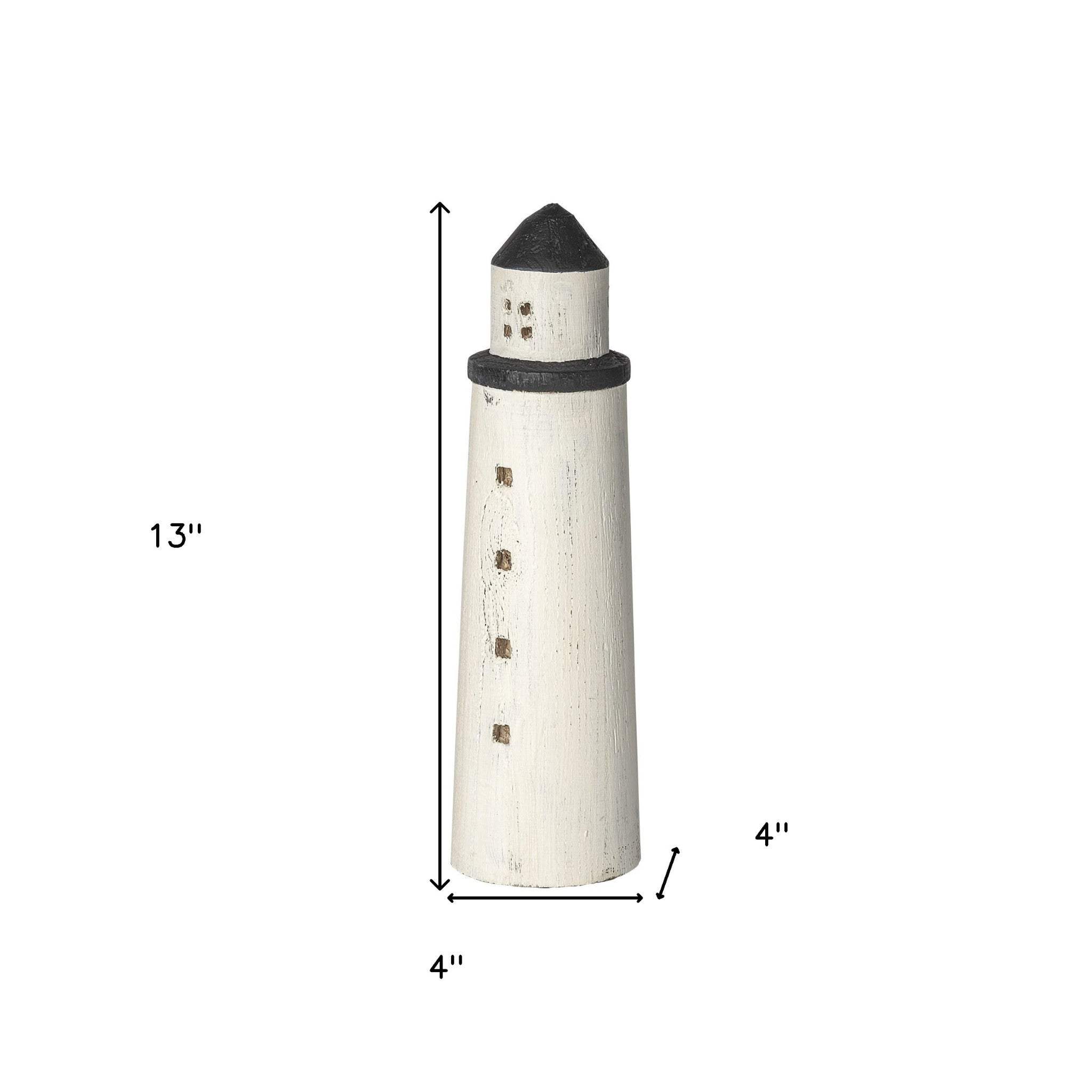 White Jumbo Rustic Wooden Lighthouse - Homeroots - Flyclothing LLC