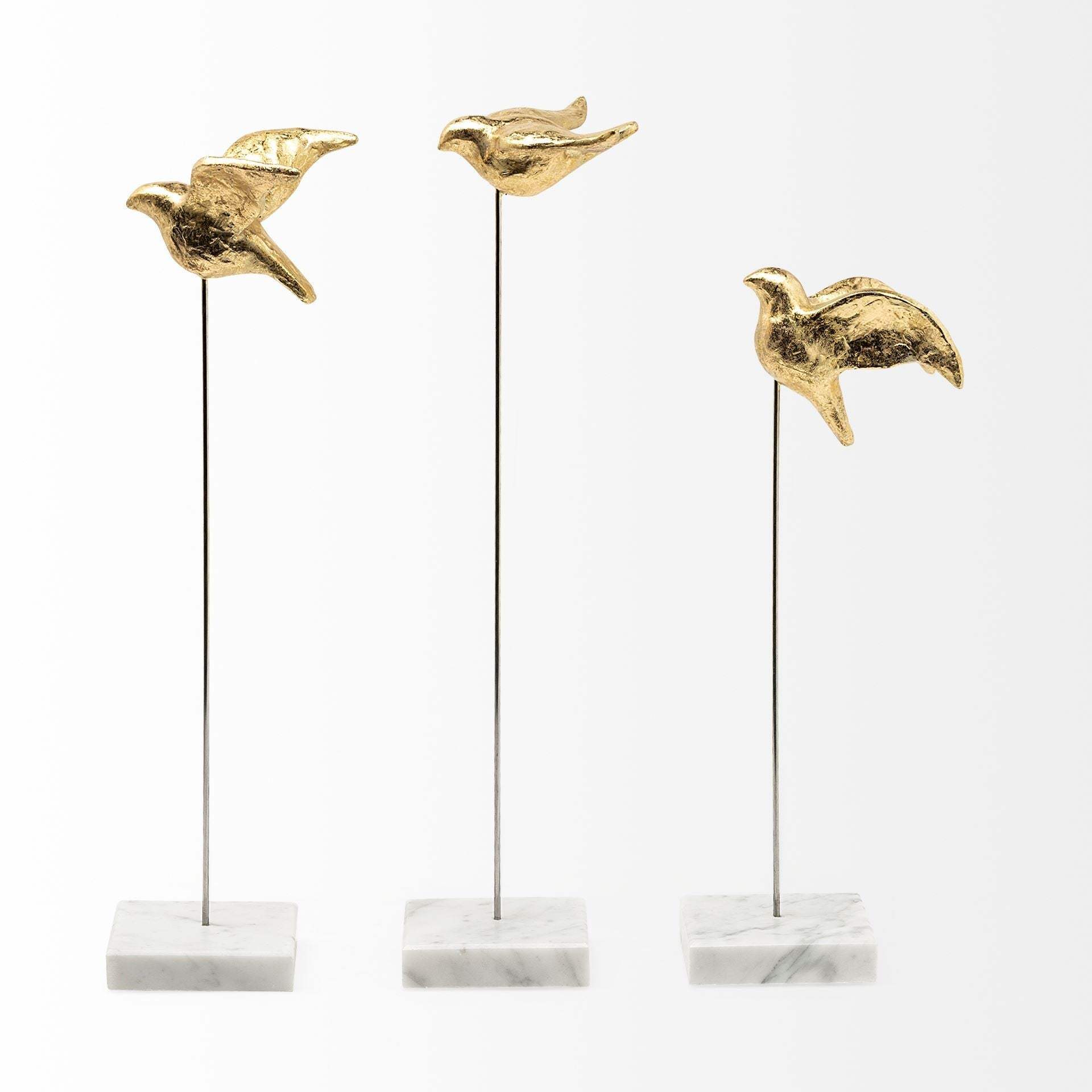 Set Of Three Gold Bird Sculptures - Homeroots - Flyclothing LLC