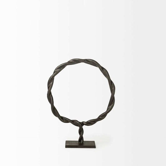 Petite Black Metal Braided Sculpture - Homeroots - Flyclothing LLC