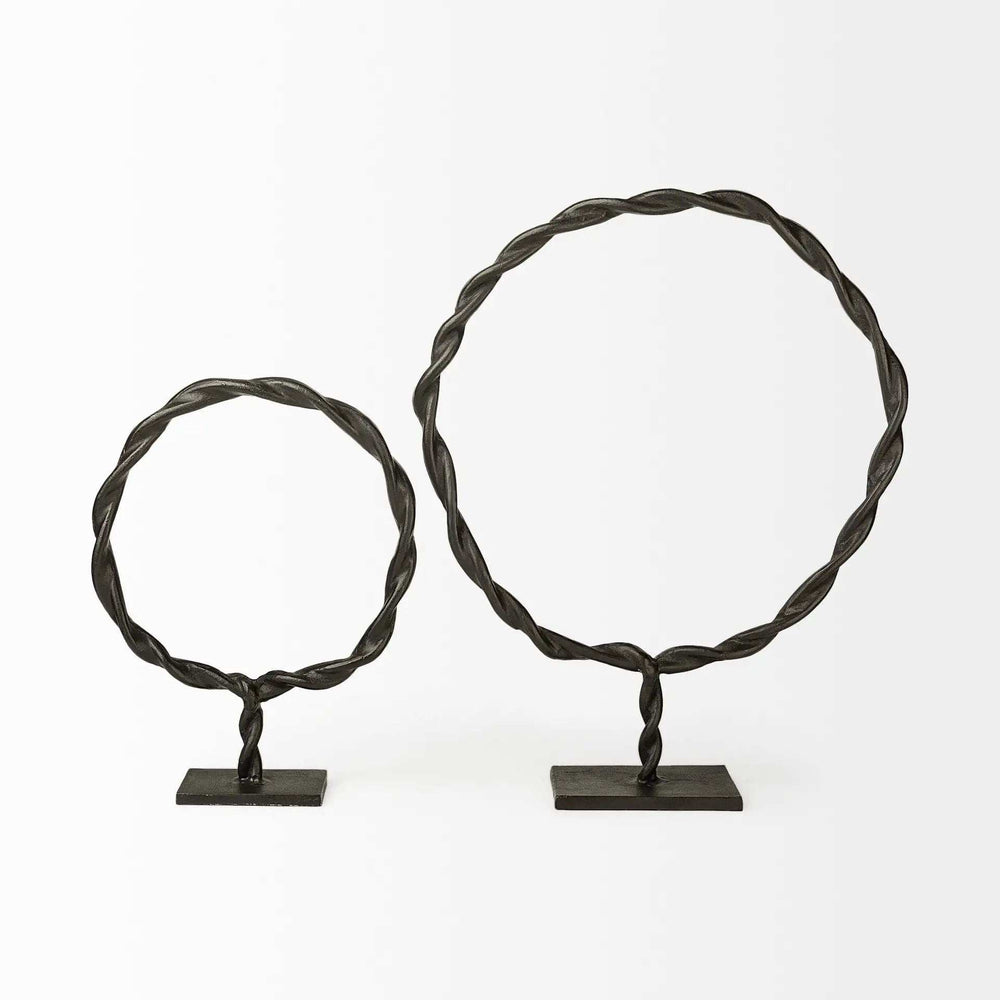 Petite Black Metal Braided Sculpture - Homeroots - Flyclothing LLC
