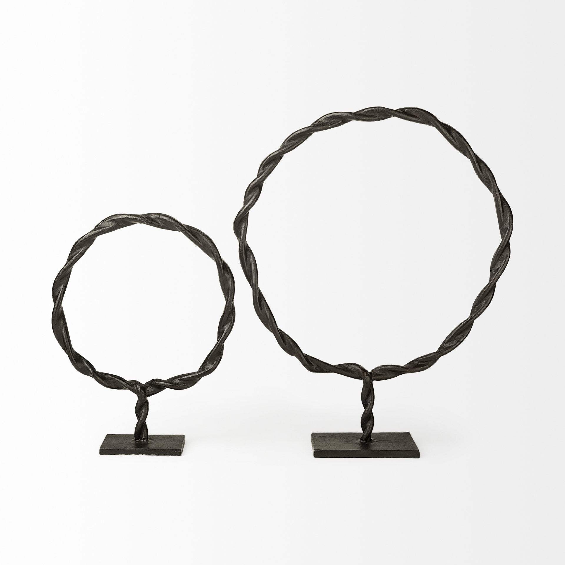 Black Metal Braided Sculpture - Homeroots - Flyclothing LLC