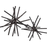 Set Of Two Black Metal Linear Abstract Sculptures - Homeroots