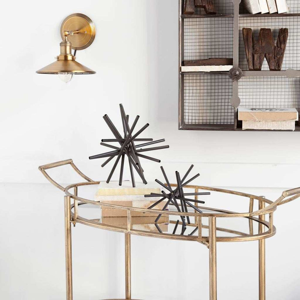 Set Of Two Black Metal Linear Abstract Sculptures - Homeroots - Flyclothing LLC