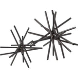 Set Of Two Black Metal Linear Abstract Sculptures - Homeroots