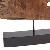 15" Brown and Black Wood and Metal Modern Abstract Tabletop Sculpture - Homeroots