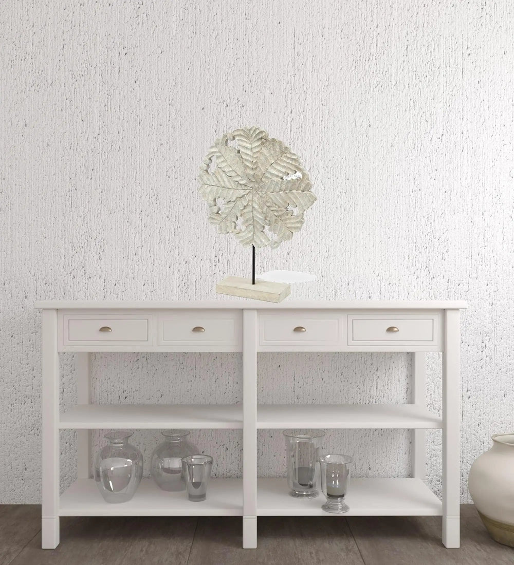 22" White Metal Sculpture - Homeroots