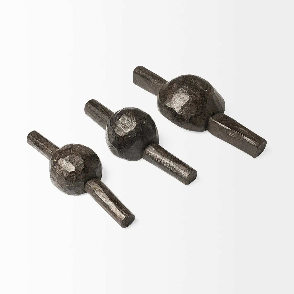 Set Of Three Brown Wooden Measuring Cup Decor - Homeroots - Flyclothing LLC