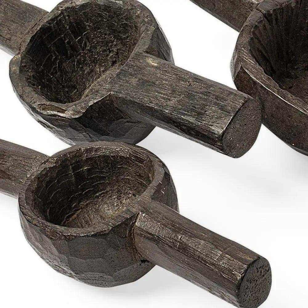 Set Of Three Brown Wooden Measuring Cup Decor - Homeroots - Flyclothing LLC