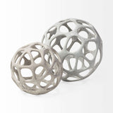 Petite Light Gray Metal Hollow Orb Sculpture - Homeroots - Flyclothing LLC