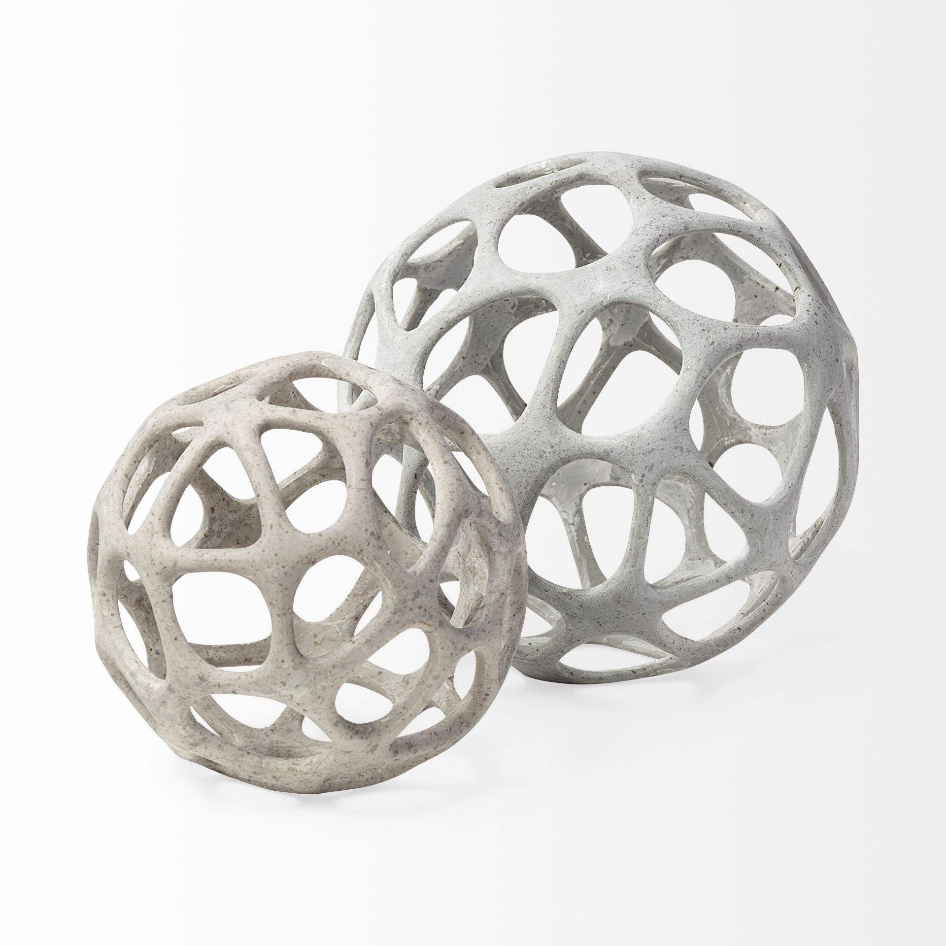 Petite Light Gray Metal Hollow Orb Sculpture - Homeroots - Flyclothing LLC