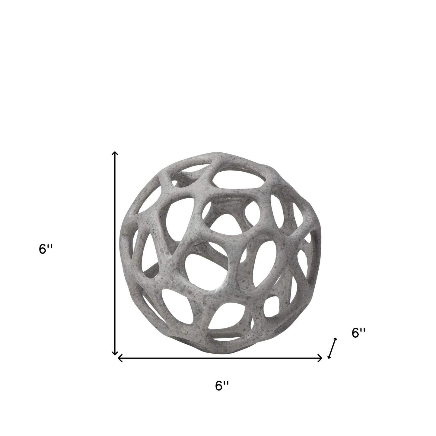 Petite Light Gray Metal Hollow Orb Sculpture - Homeroots - Flyclothing LLC
