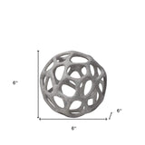 Petite Light Gray Metal Hollow Orb Sculpture - Homeroots - Flyclothing LLC