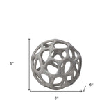 Petite Light Gray Metal Hollow Orb Sculpture - Homeroots - Flyclothing LLC