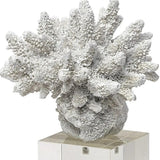 10" White Contempo Coral And Glass Sculpture - Homeroots