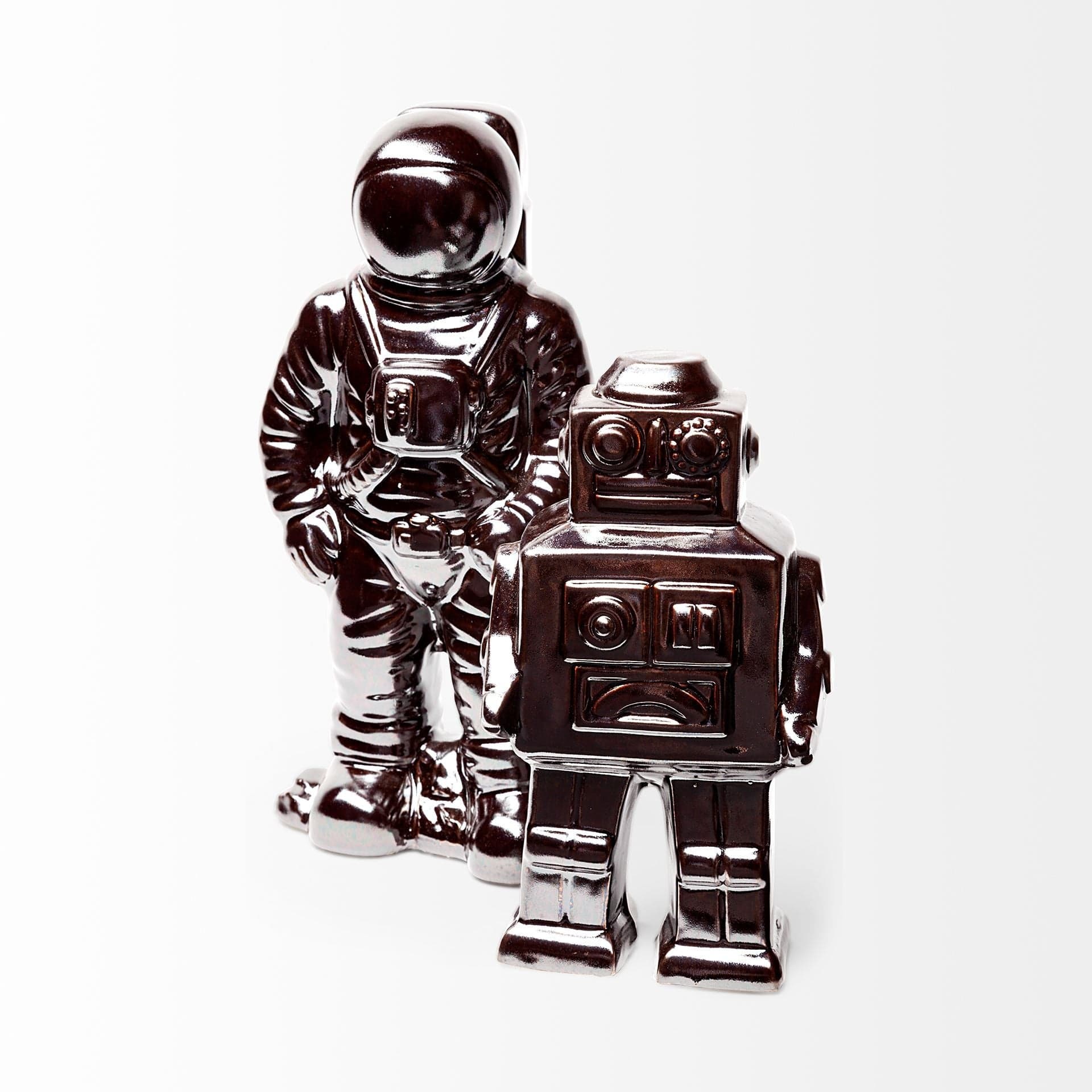 Silver Metal Robot Shaped Sculpture - Homeroots
