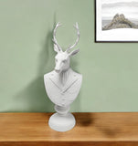 White Resin Suited Deer Bust Decor Piece - Homeroots