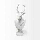 White Resin Suited Deer Bust Decor Piece - Homeroots