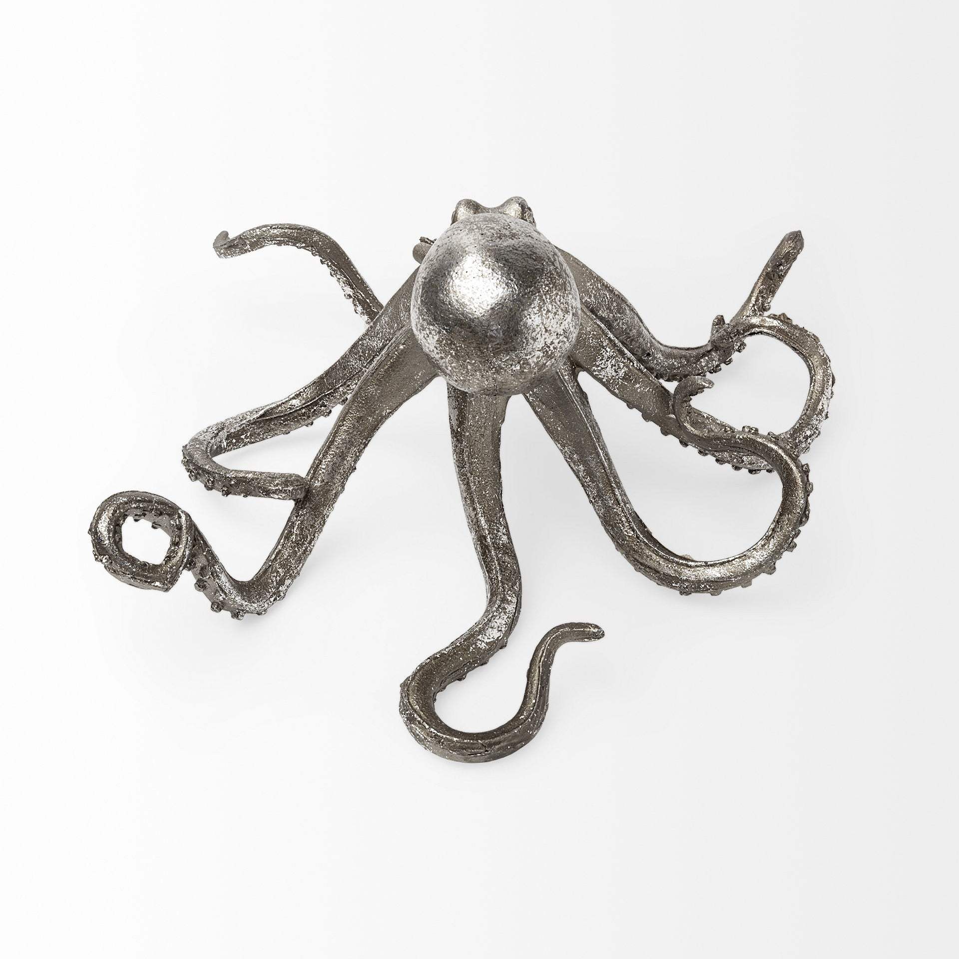 Petite Silver Resin Octopus Sculpture - Homeroots - Flyclothing LLC