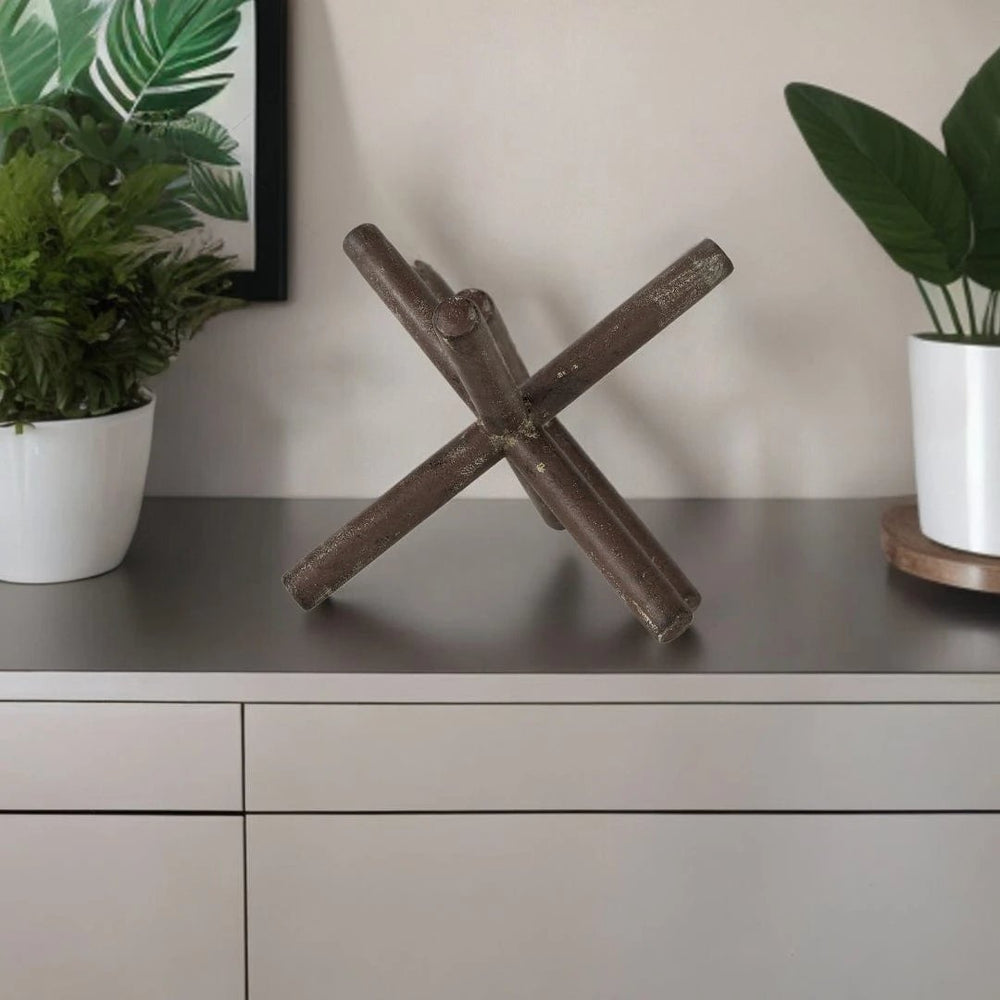 10" Rustic Metal X Decorative Sculpture - Homeroots