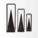 Black Metal Framed Pyramid Sculpture - Homeroots - Flyclothing LLC