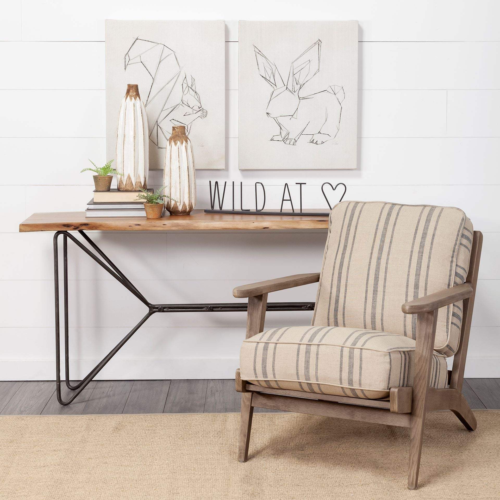 24" Black and Brown Metal And Wood Wild At Heart Tabletop Sign - Homeroots - Flyclothing LLC