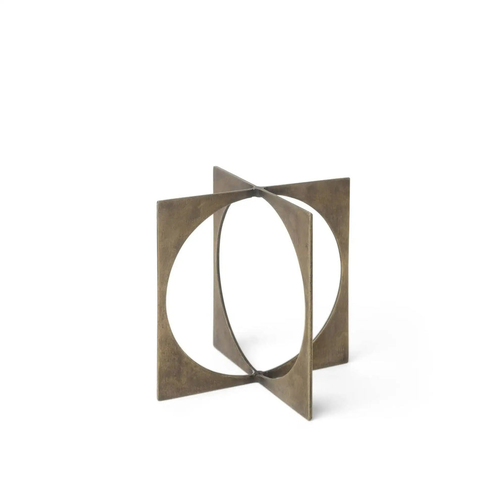 6" Burnished Gold Metal Circle Square Sculpture - Homeroots