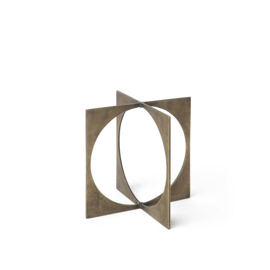 6" Burnished Gold Metal Circle Square Sculpture - Homeroots