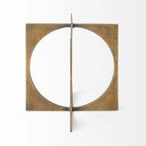 6" Burnished Gold Metal Circle Square Sculpture - Homeroots