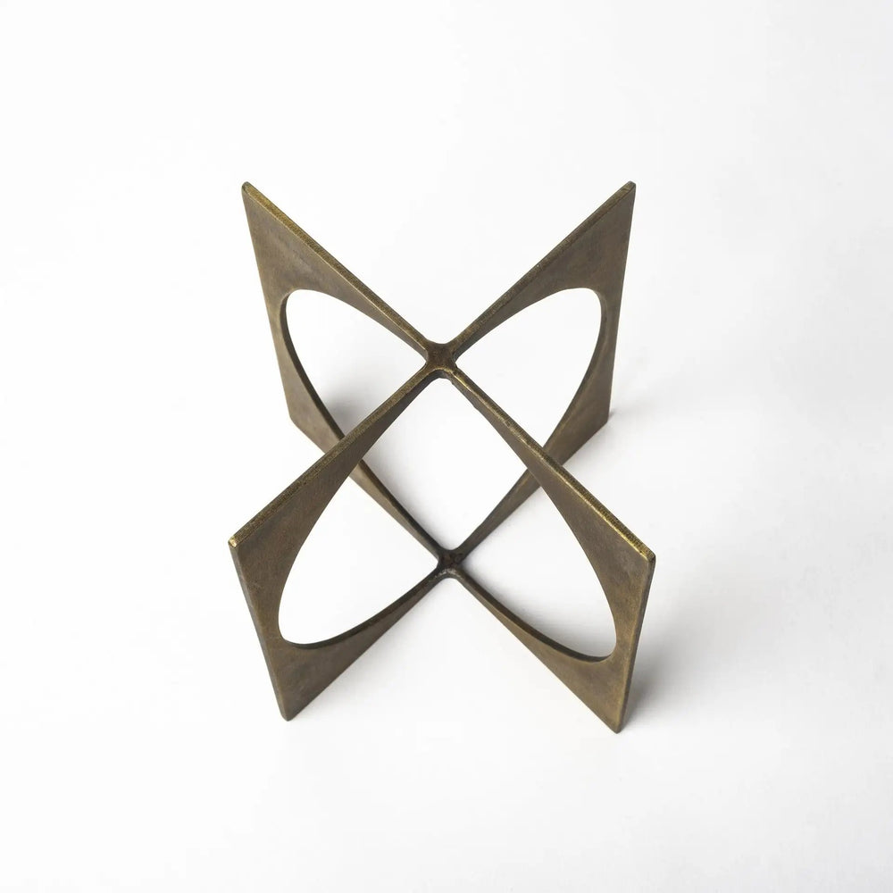 6" Burnished Gold Metal Circle Square Sculpture - Homeroots