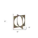 6" Burnished Gold Metal Circle Square Sculpture - Homeroots