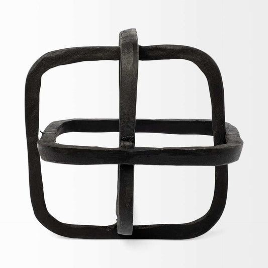 Black Metal Cube Shaped Link Sculpture - Homeroots - Flyclothing LLC