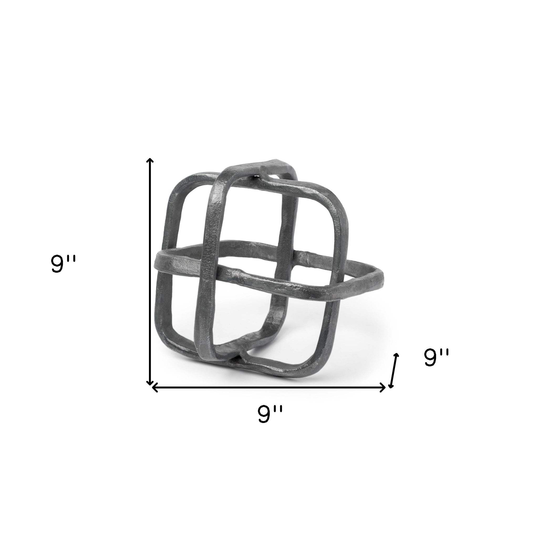 Silver Metal Cubed Shaped Link Sculpture - Homeroots - Flyclothing LLC