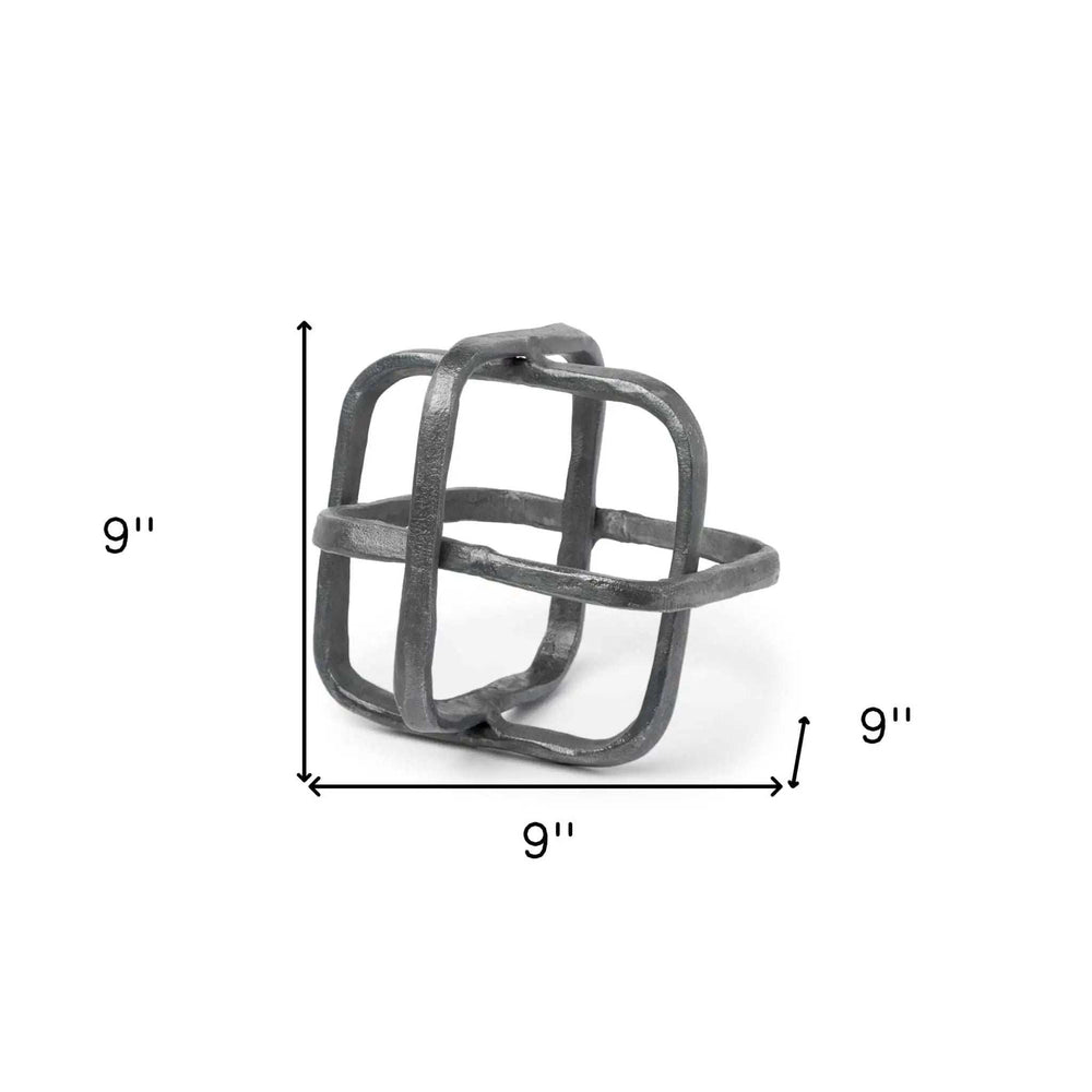 Silver Metal Cubed Shaped Link Sculpture - Homeroots - Flyclothing LLC