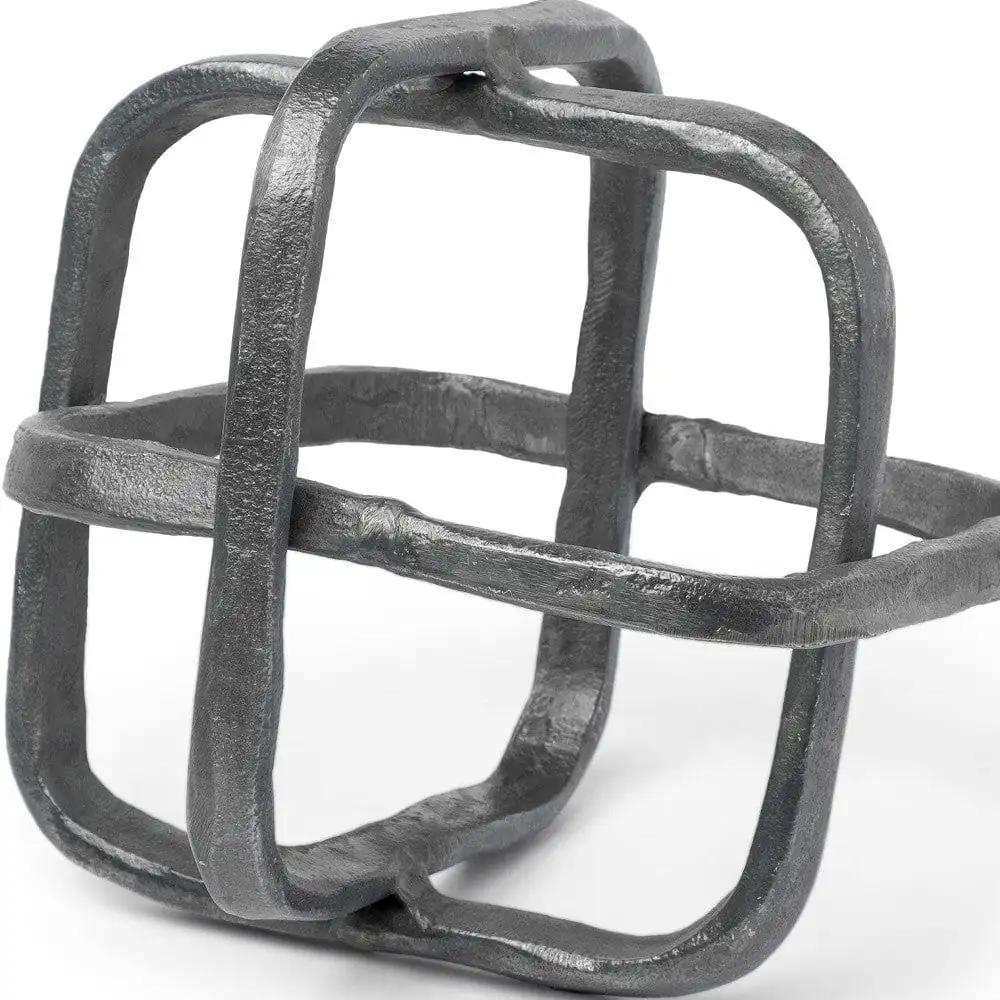 Silver Metal Cubed Shaped Link Sculpture - Homeroots - Flyclothing LLC