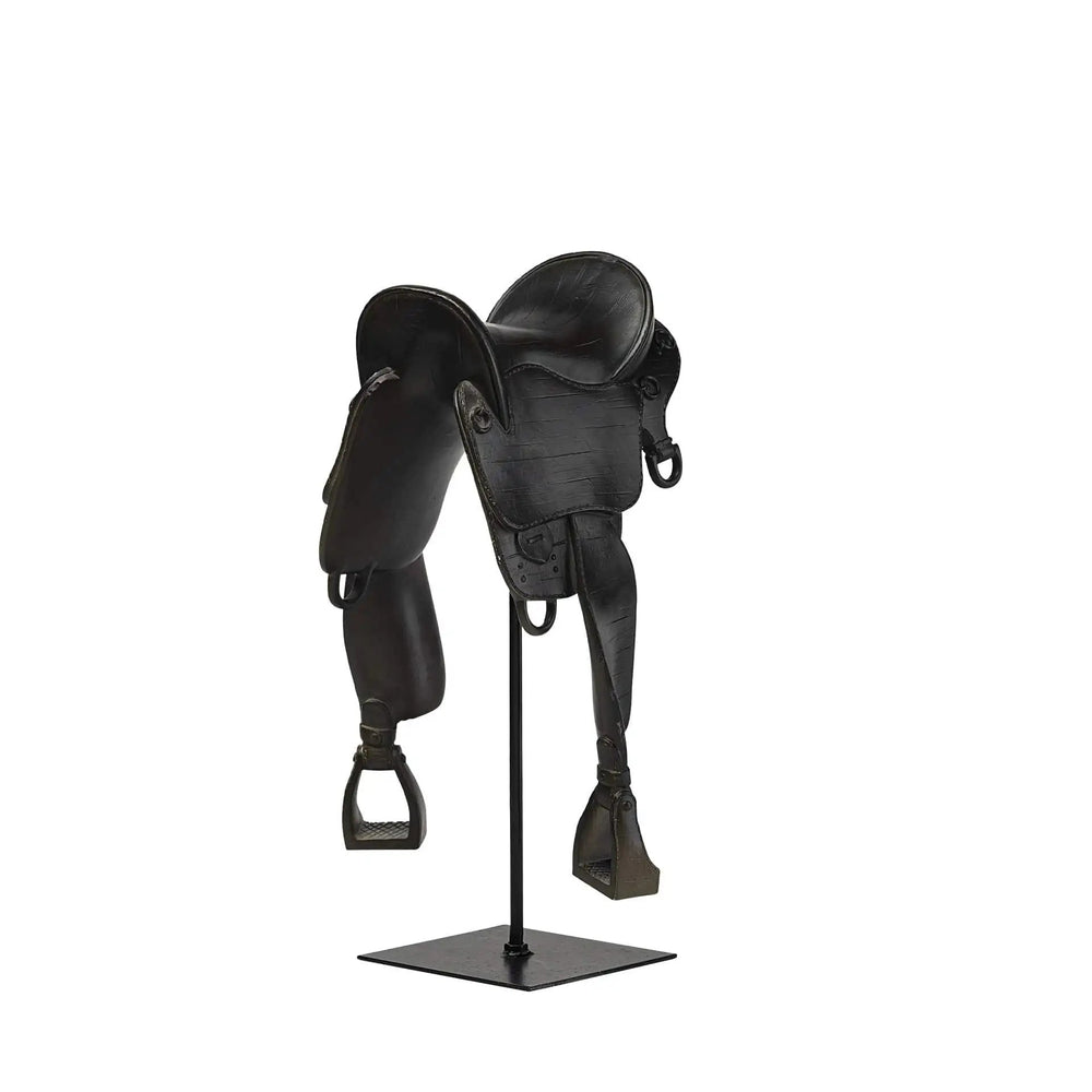 Black English Horse Saddle Sculpture - Homeroots