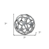 Light Gray Metal Hollow Orb Sculpture - Homeroots - Flyclothing LLC