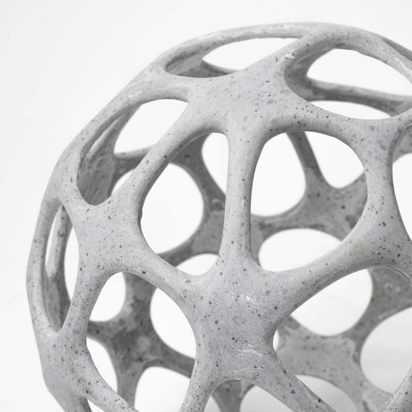 Light Gray Metal Hollow Orb Sculpture - Homeroots - Flyclothing LLC